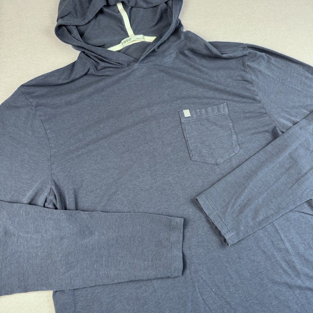 Tasc Performance Bamboo Hoodie Men M Blue Pocket Golf Athleisure Pocket LS